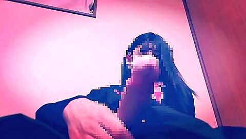 Asian crossdresser masturbates and cums in stockings