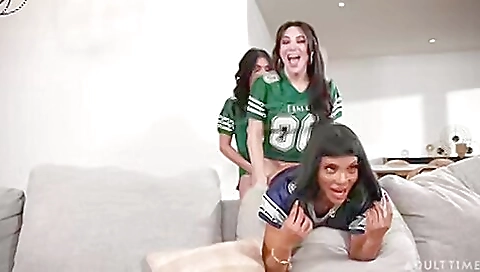 Hot brunette with big tits is going to watch a porn video