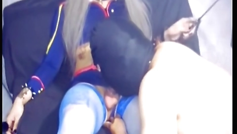 Asian teen gets dressed and fucked by her mask lover