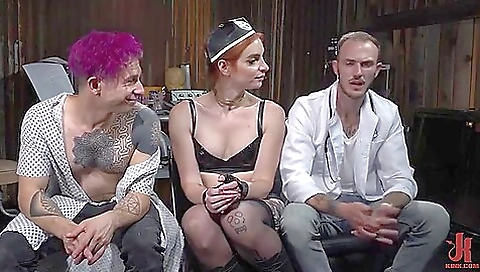 Busty blonde and a bimbo get fucked in a threesomes