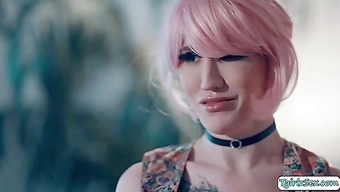 Redhead tranny gets her ass fucked in her mouth and in her asshole