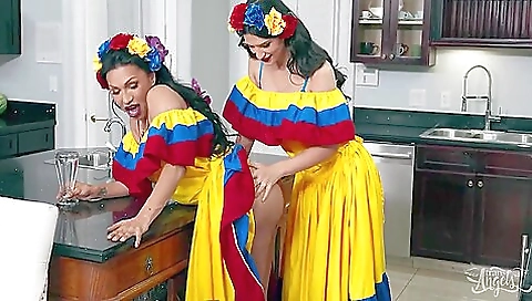 Latina and brunette bareback and anal sex with a large dick