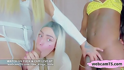 Black trans-shemales get fucked in interracial threesome